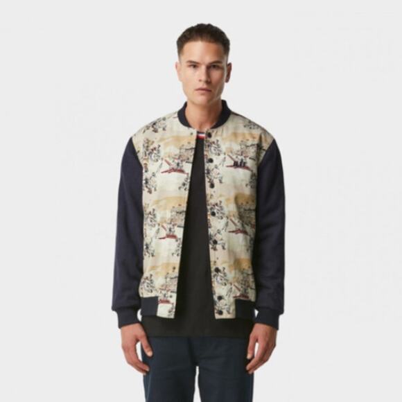 I Love Ugly Vintage Baseball Print Bomber Jacket in Navy - Picture 1 of 12